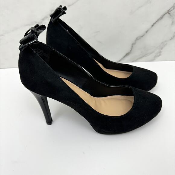 Torrid Womens Vegan Suede Pump Heels Size 8.5 Wide Dressy Bow Black - Picture 3 of 11